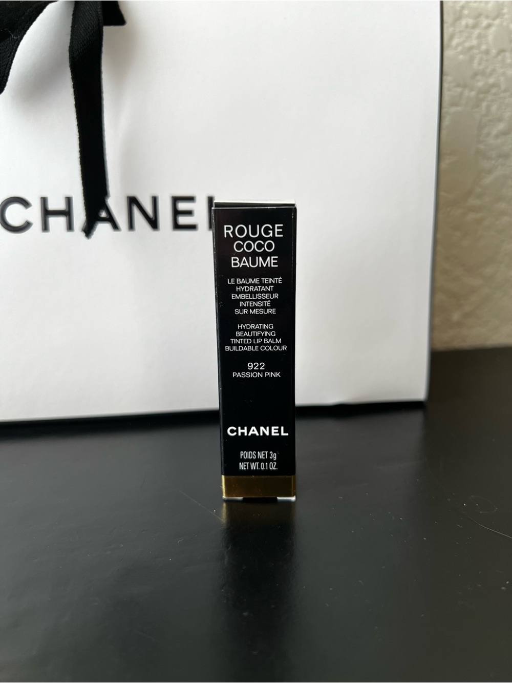 NWT CHANEL Rouge Coco Baume Hydrating Tinted Lip Balm — Passion Pink (922)